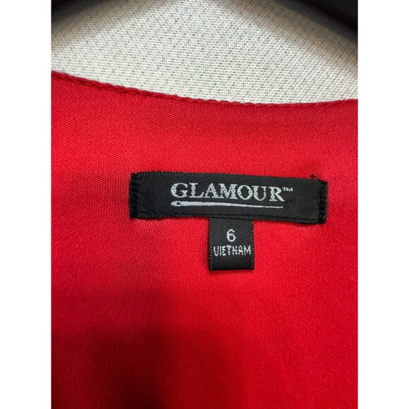 Glamour Womens A-Line Dress Size 6 Red PInk Spotted Design Bottom Ruffle - Picture 2 of 14